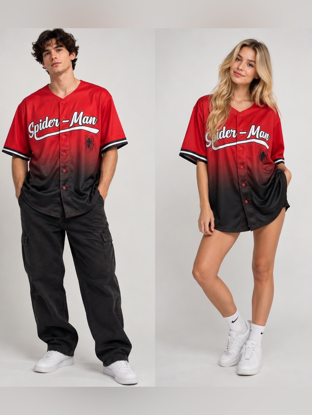 Marvel Spider-Man BoxLunch Red Black Ombré Baseball Jersey Men’s Large